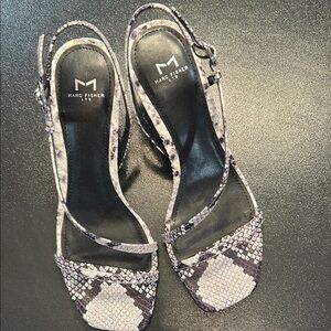 Marc Fisher Black and Gray Heels with Classic Slingback